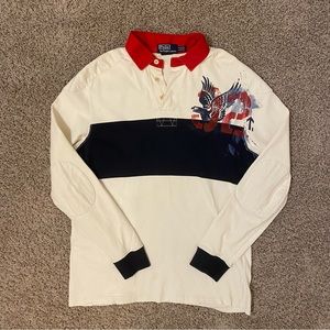 POLO RALPH LAUREN - Vintage Cloud Busters Long Sleeve Rugby Polo Shirt - Size L
